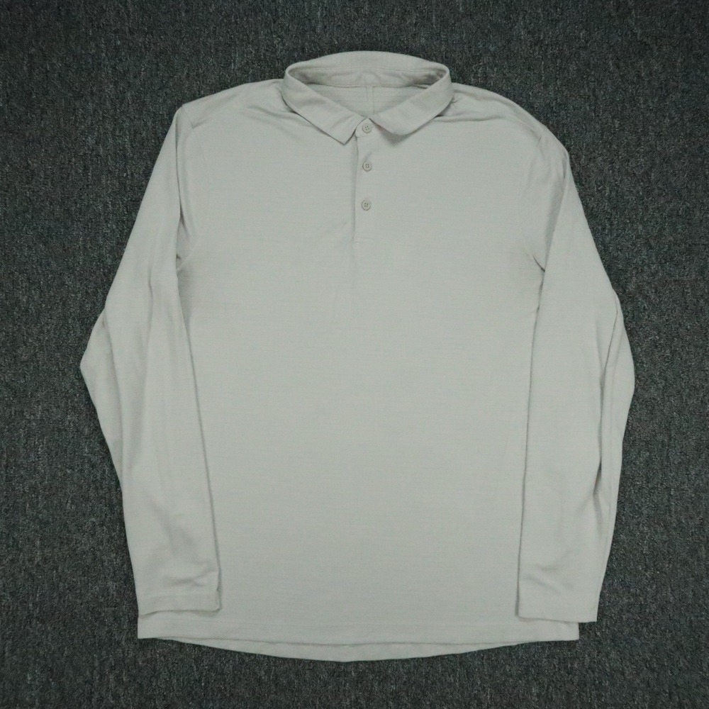 lululemon Shirt Mens Large Gray Evolution Polo Long Sleeve Performance Golf